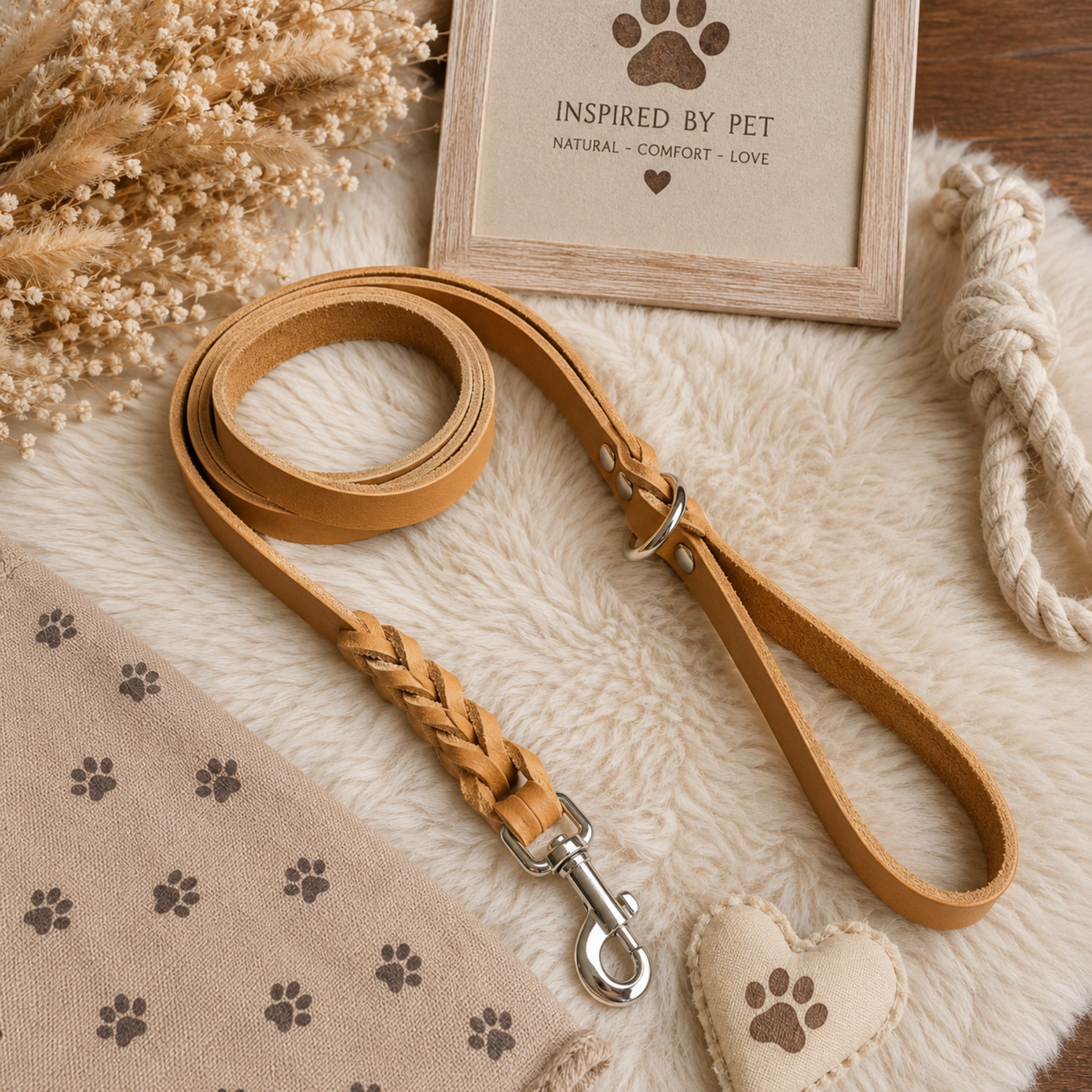Set Collare e Guinzaglio in Pelle Toscana per Cani